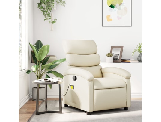 VIDAXL - Fauteuil Relaxation Fauteuil inclinable - Crème Similicuir - 70x92x99,5cm