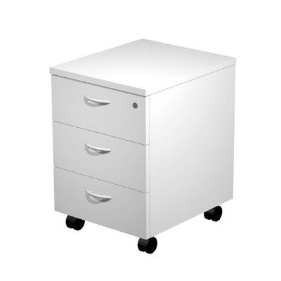 Caisson mobile Trend - L41,8xP52xH59,5 cm - monté - 3 tiroirs avec serrure - blanc