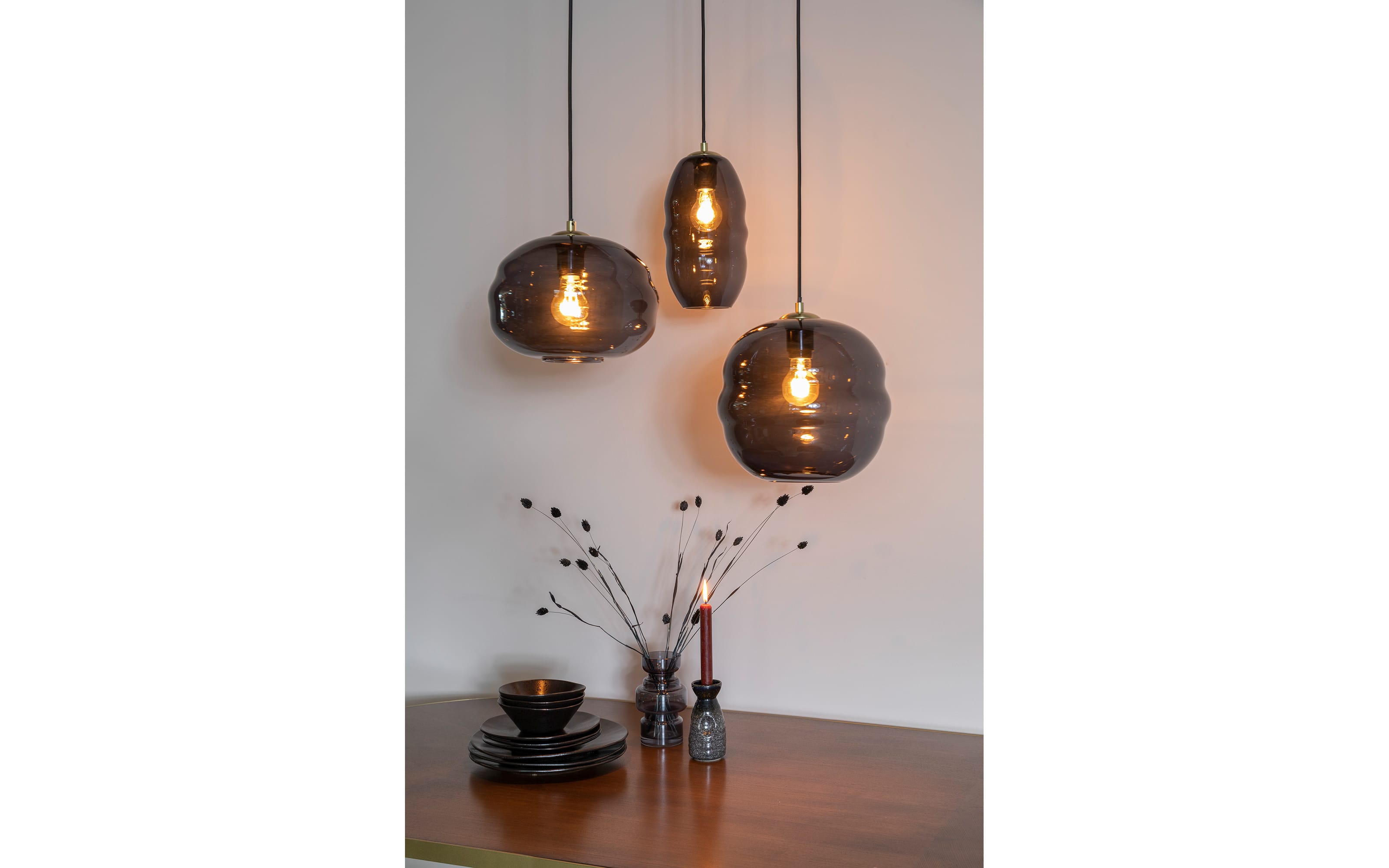 Pendelleuchte Lauren M in goldfarbig/rauchgrau, 1-flammig