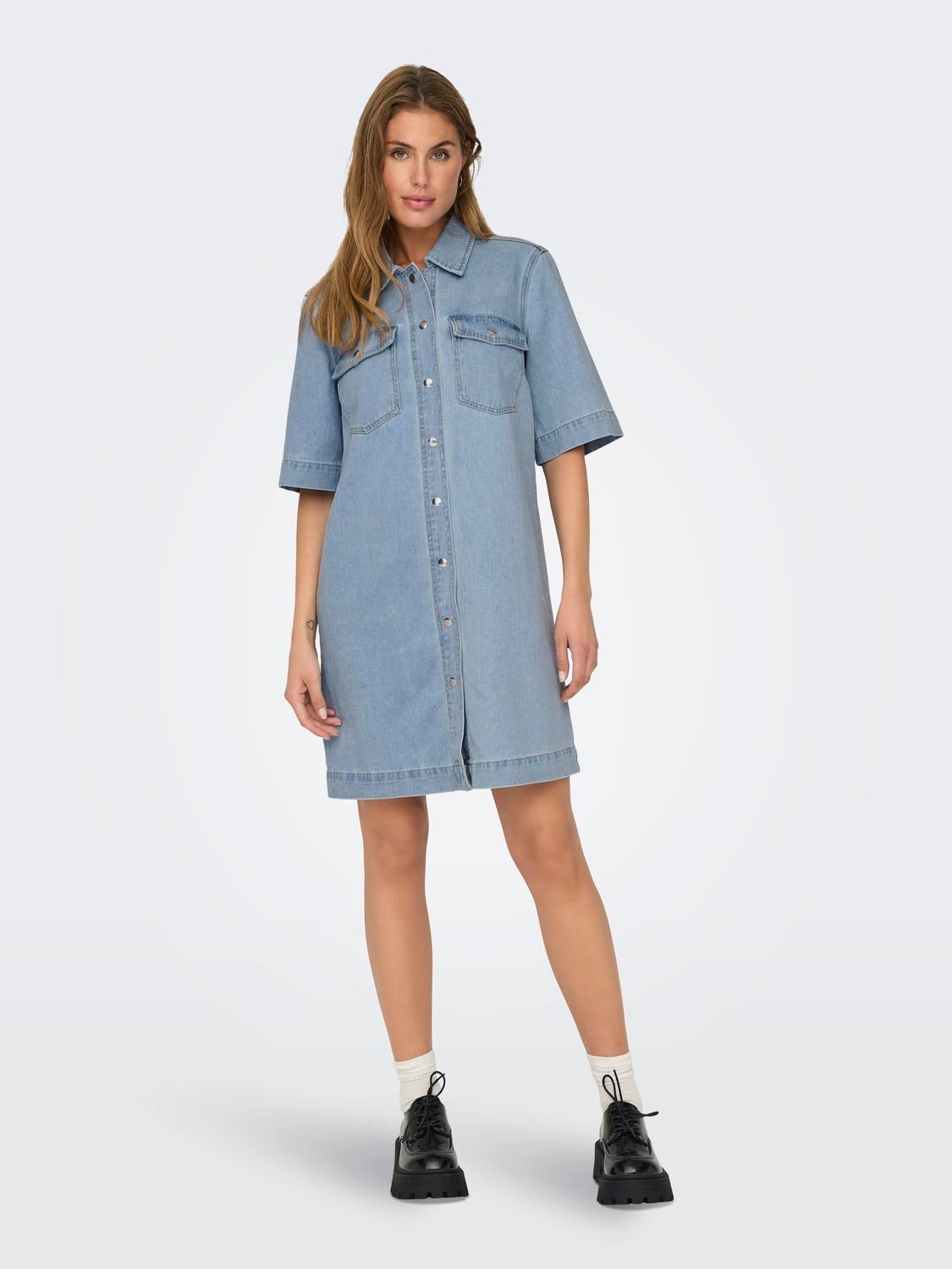 ONLBELLE Kurzes Kleid Light Blue Denim
