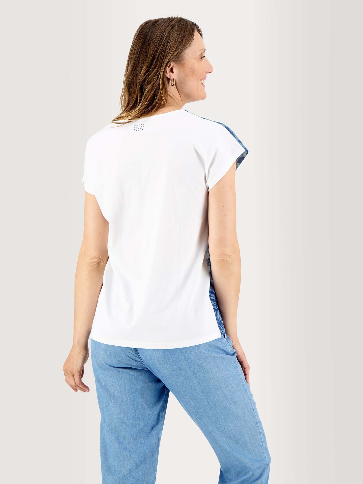 Tee Shirt Femme Coton Biologique Motif Floral Bleu