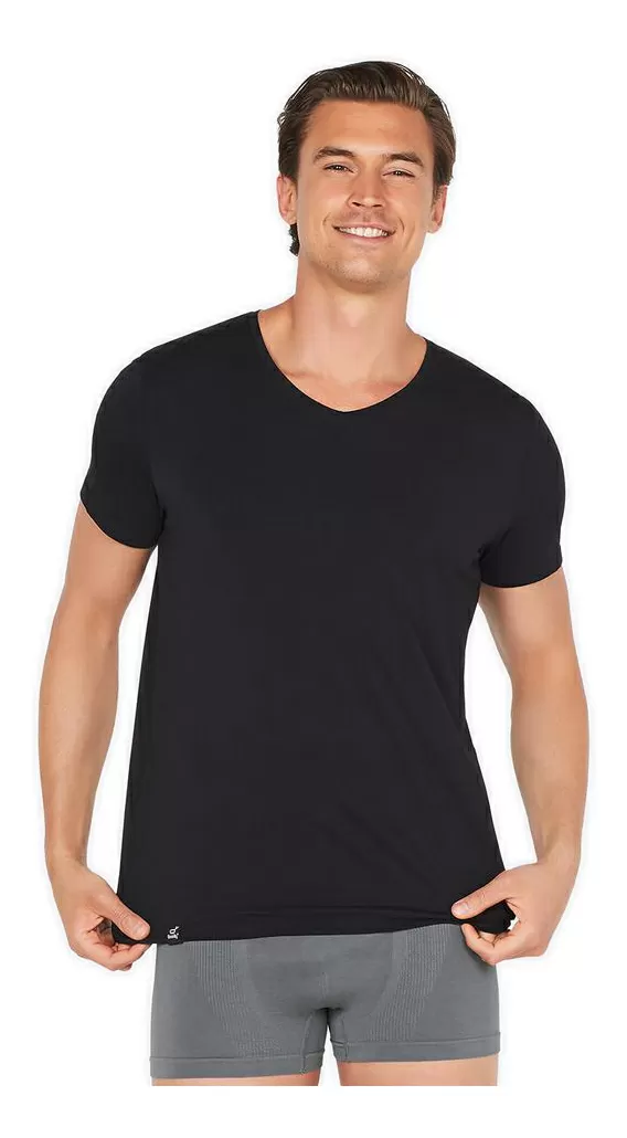 Boody Men's V-Neck T-Shirt, sort