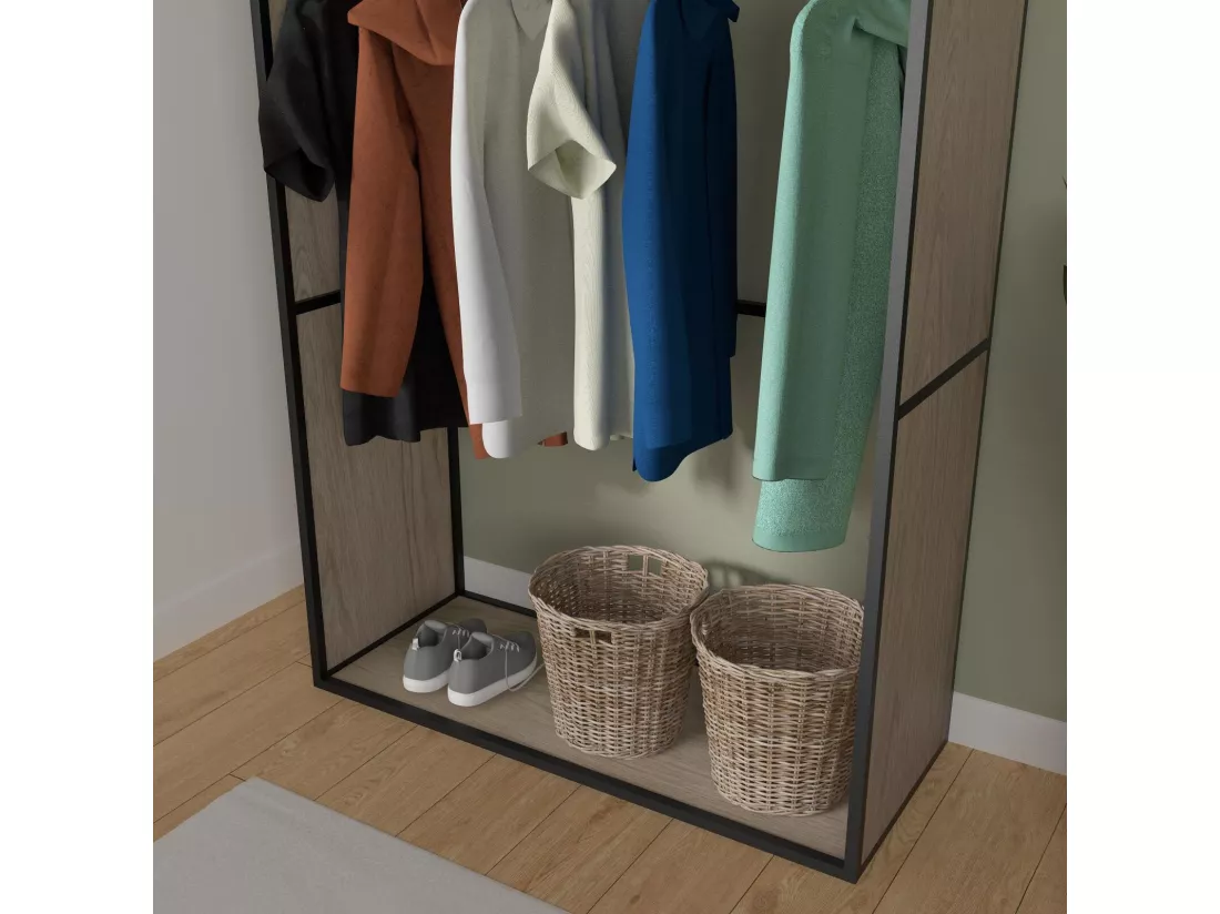 Portant vêtements réversible bois et métal L110x H184,5 cm - OSLO