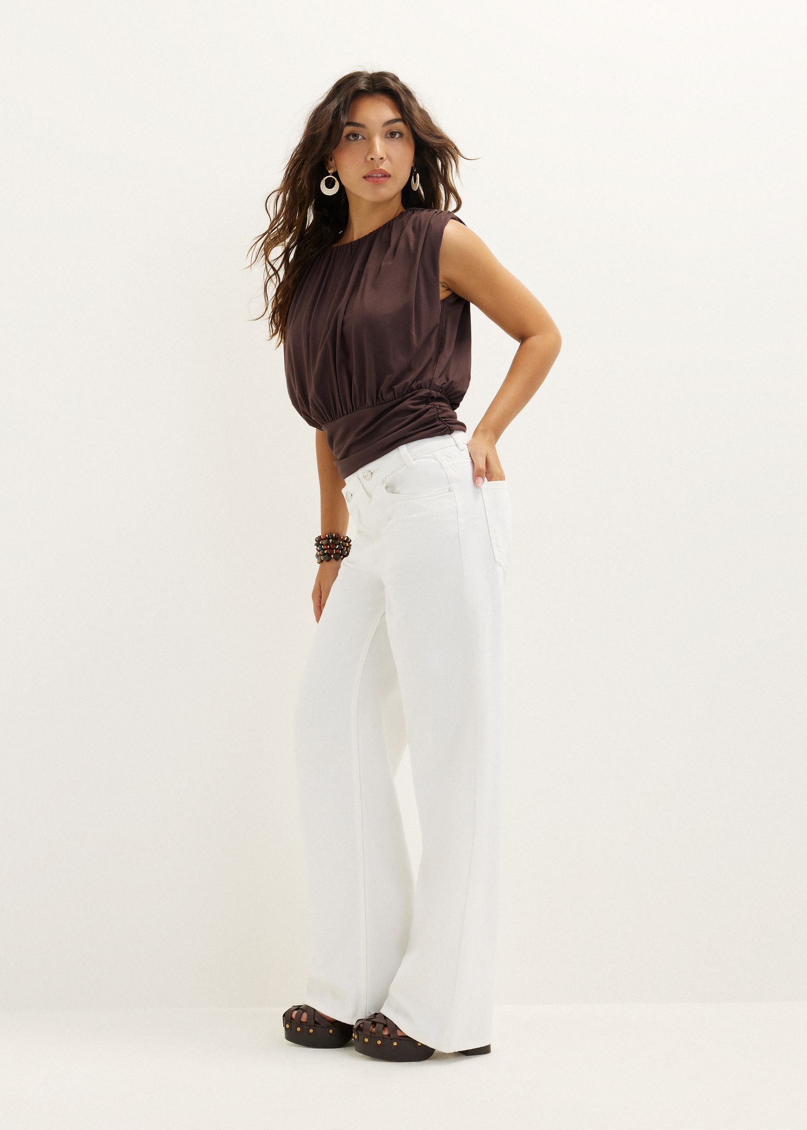 Asymmetrische wide leg jeans