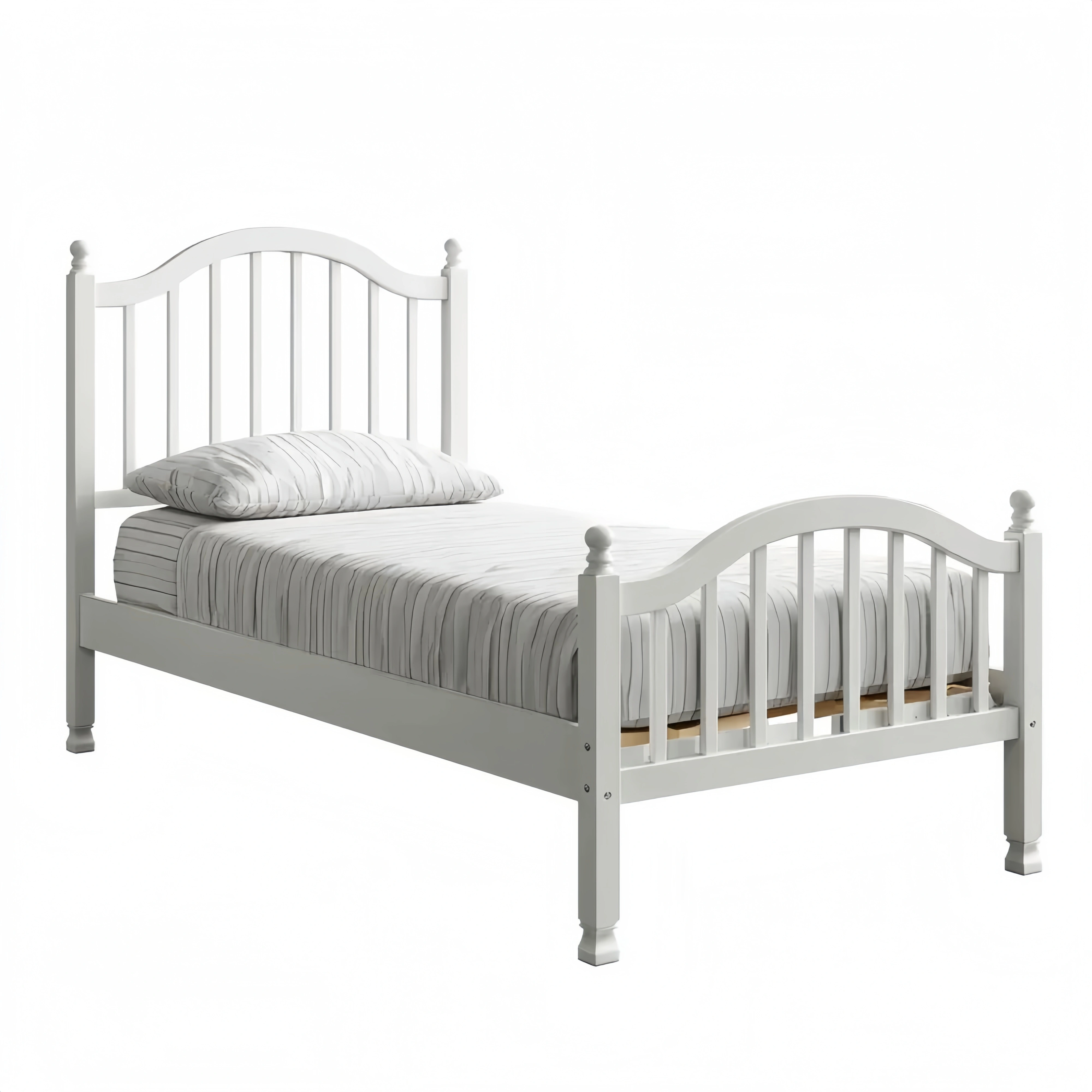 Einzelbett Holz 90x200 cm - Weiß