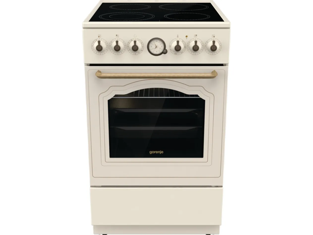 Gorenje Classico GECS5B70CLI - Komfur - med dampfunktion - fritstående - bredde: 50 cm - dybde: 59.4 cm - højde: 85 cm - med selv-rengøring - elfenben