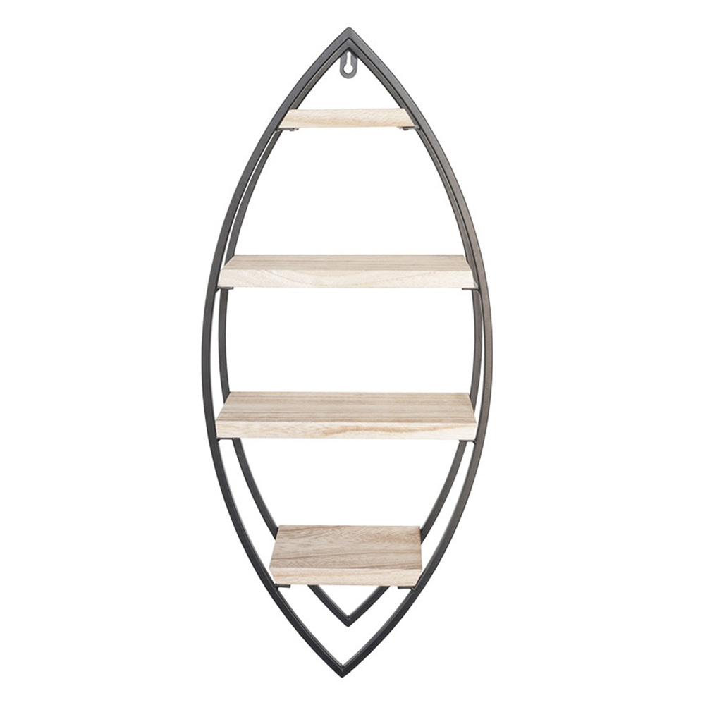 Etagère murale ovale avec 4 étagères en bois - 36x80cm