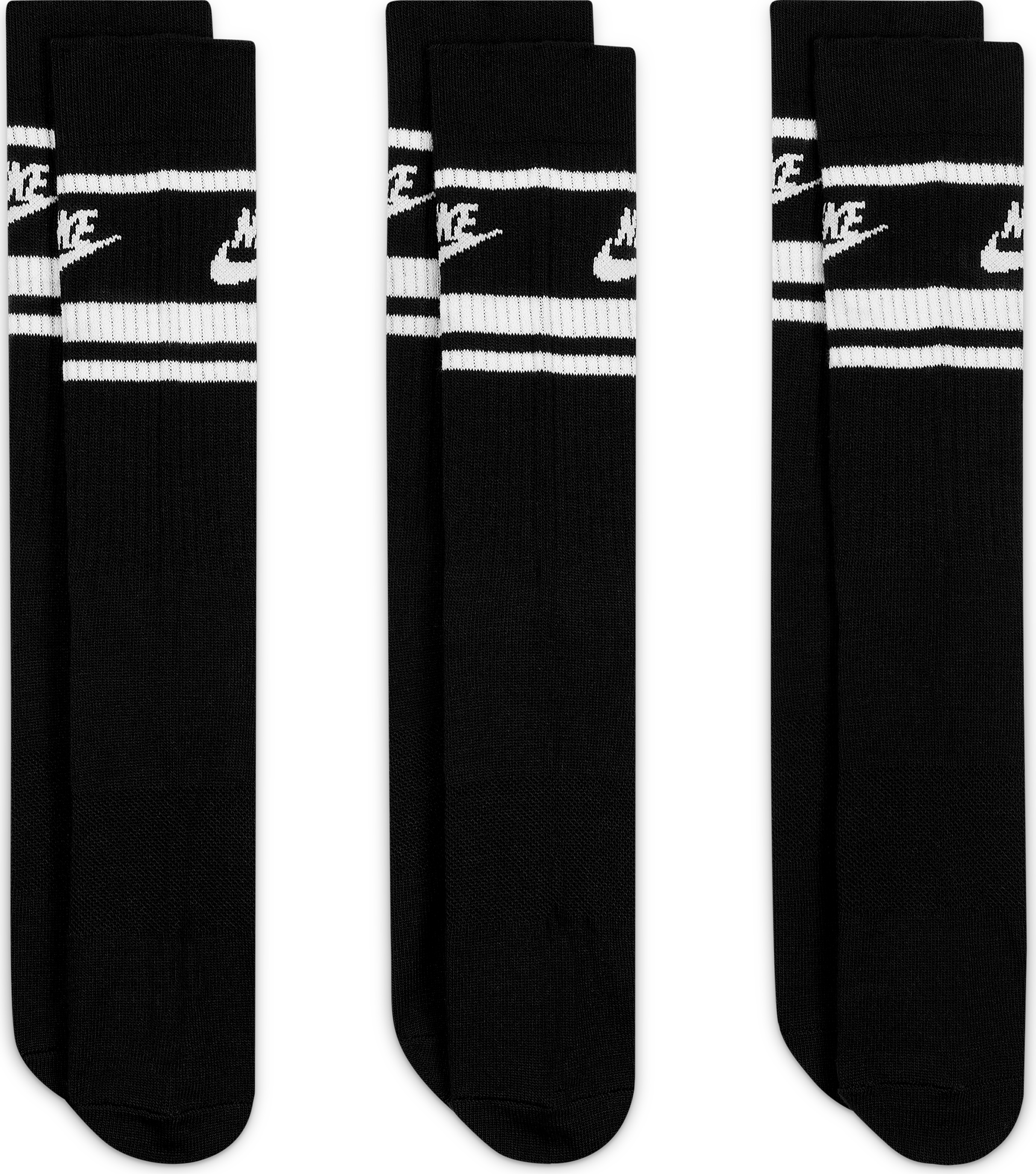 Nike Essential Crew Stripe Socken Schwarz F010