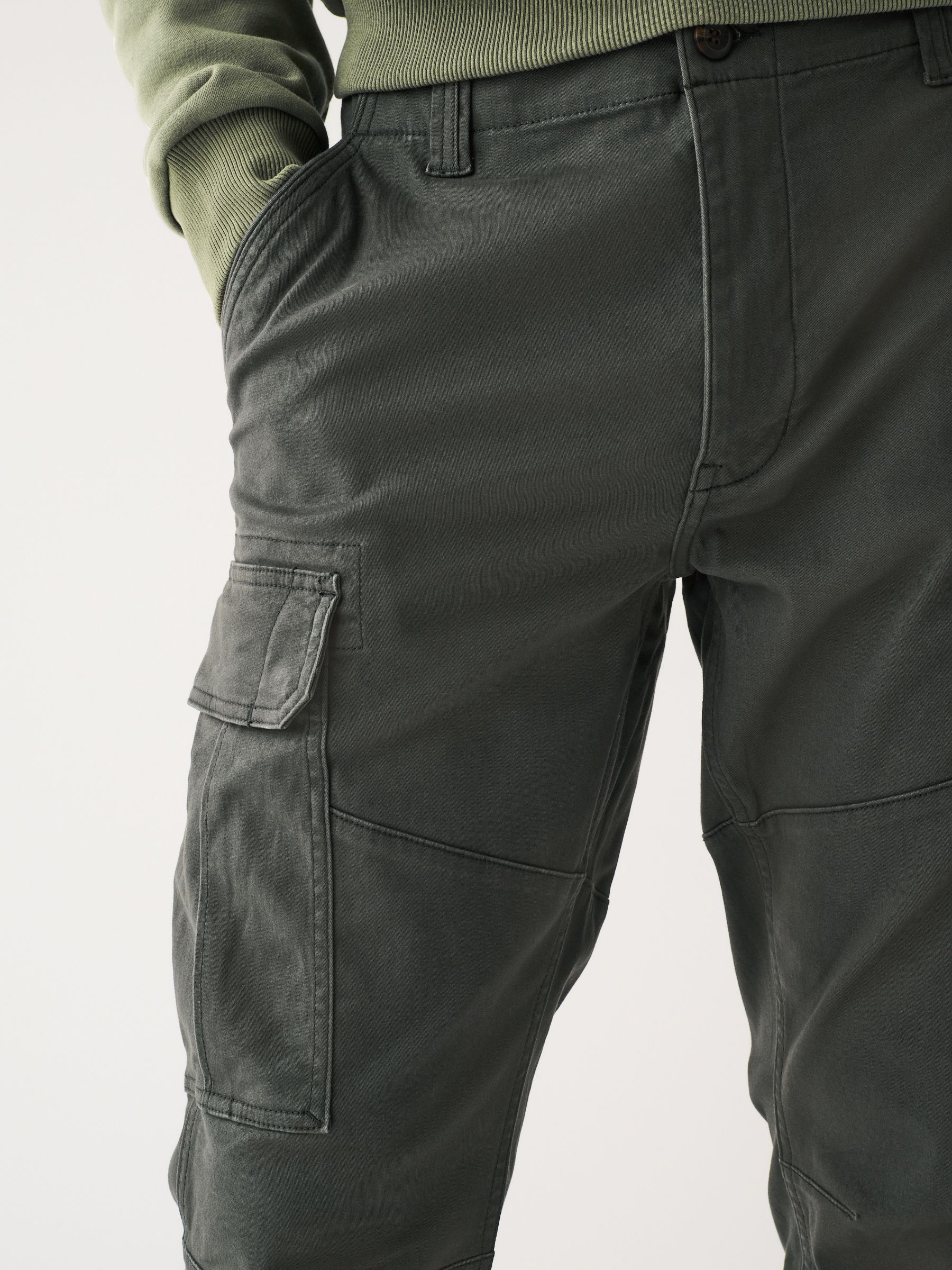 Antracietgrijs - Slim Fit - Katoenen cargostretchbroek
