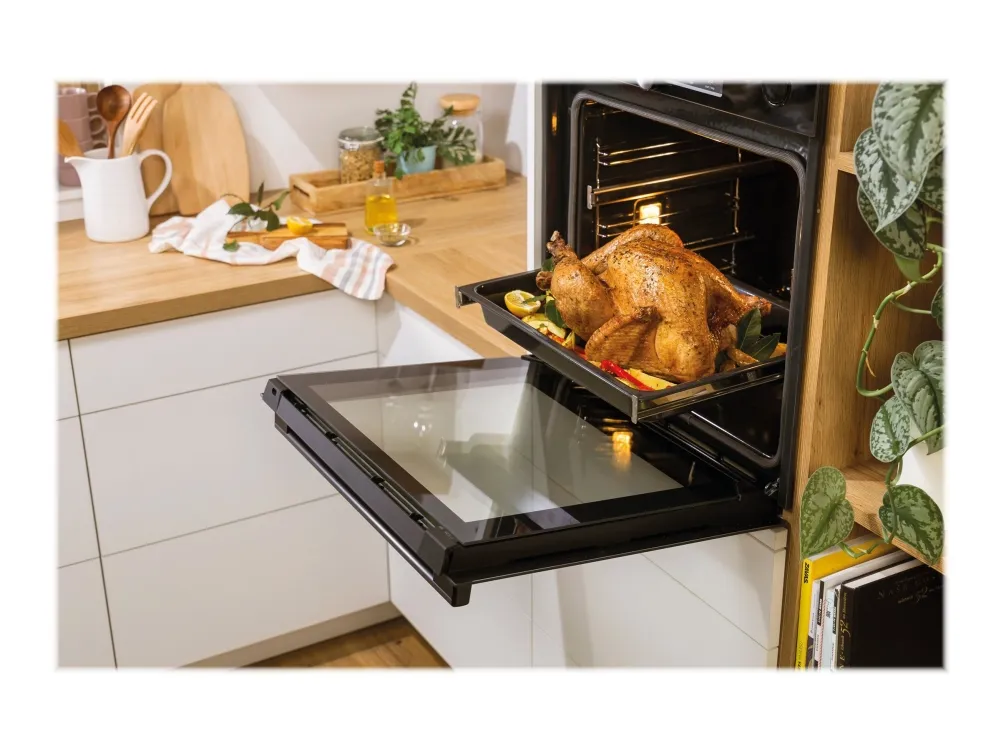 Gorenje Essential BOS6737E13BG - Ovn - med dampfunktion - til indbygning - niche - bredde: 56 cm - dybde: 55 cm - højde: 59 cm - med selv-rengøring - Klasse A - sort