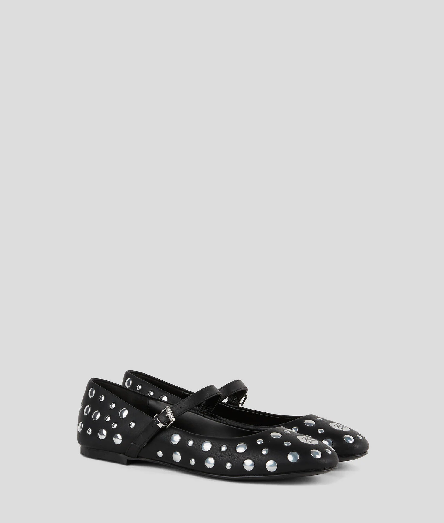 BALLERINES À CLOUS EFFET MIROIR KARO - Noir/Argent