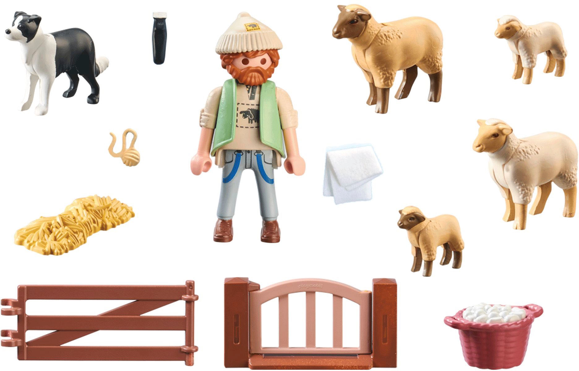 Playmobil® Konstruktions-Spielset »Junger Schäfer mit Schafen (71444), Country« teilweise aus recyceltem Material; Made in Europe