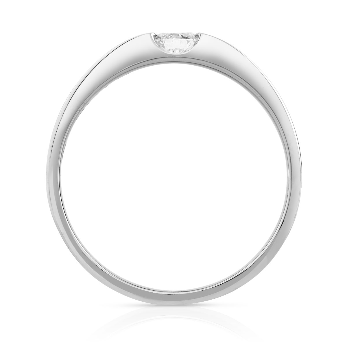 Bague solitaire or 750 blanc diamant synthétique 0.20 carat