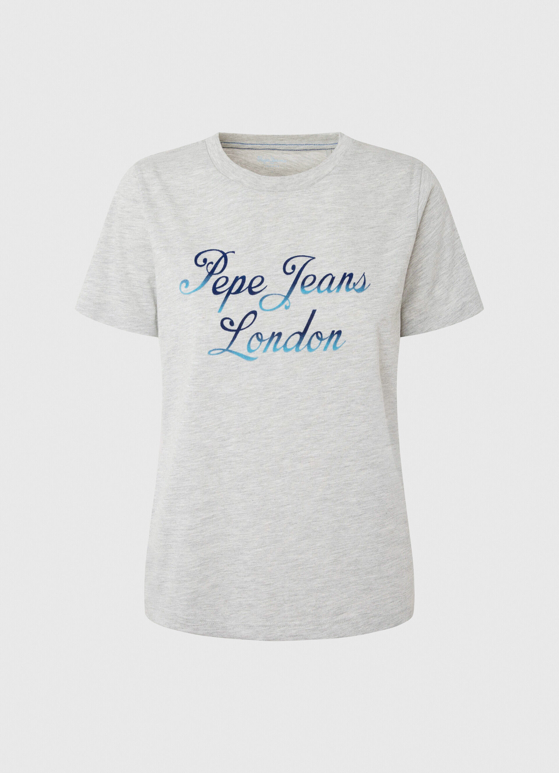 Camiseta de algodão com logotipo estampado - cinza mesclado