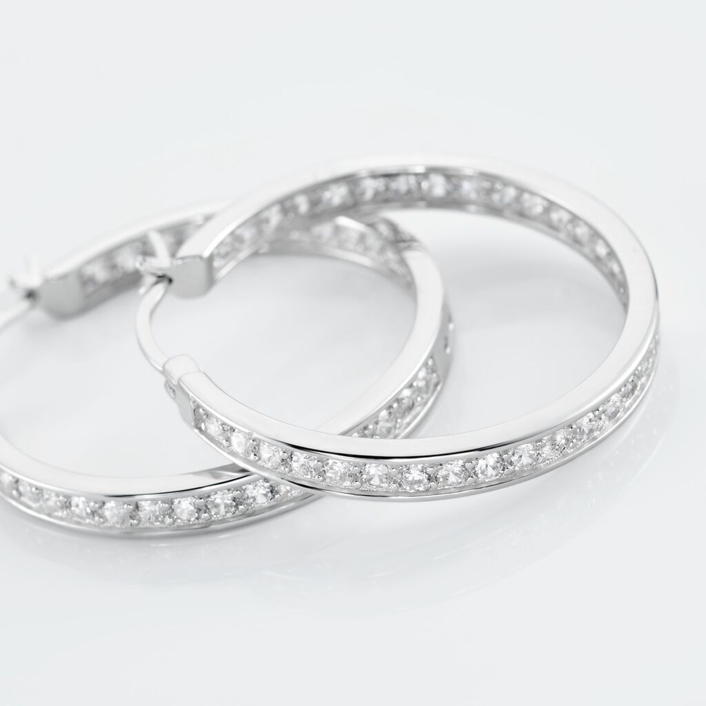 Créoles Django Argent Blanc Oxyde De Zirconium