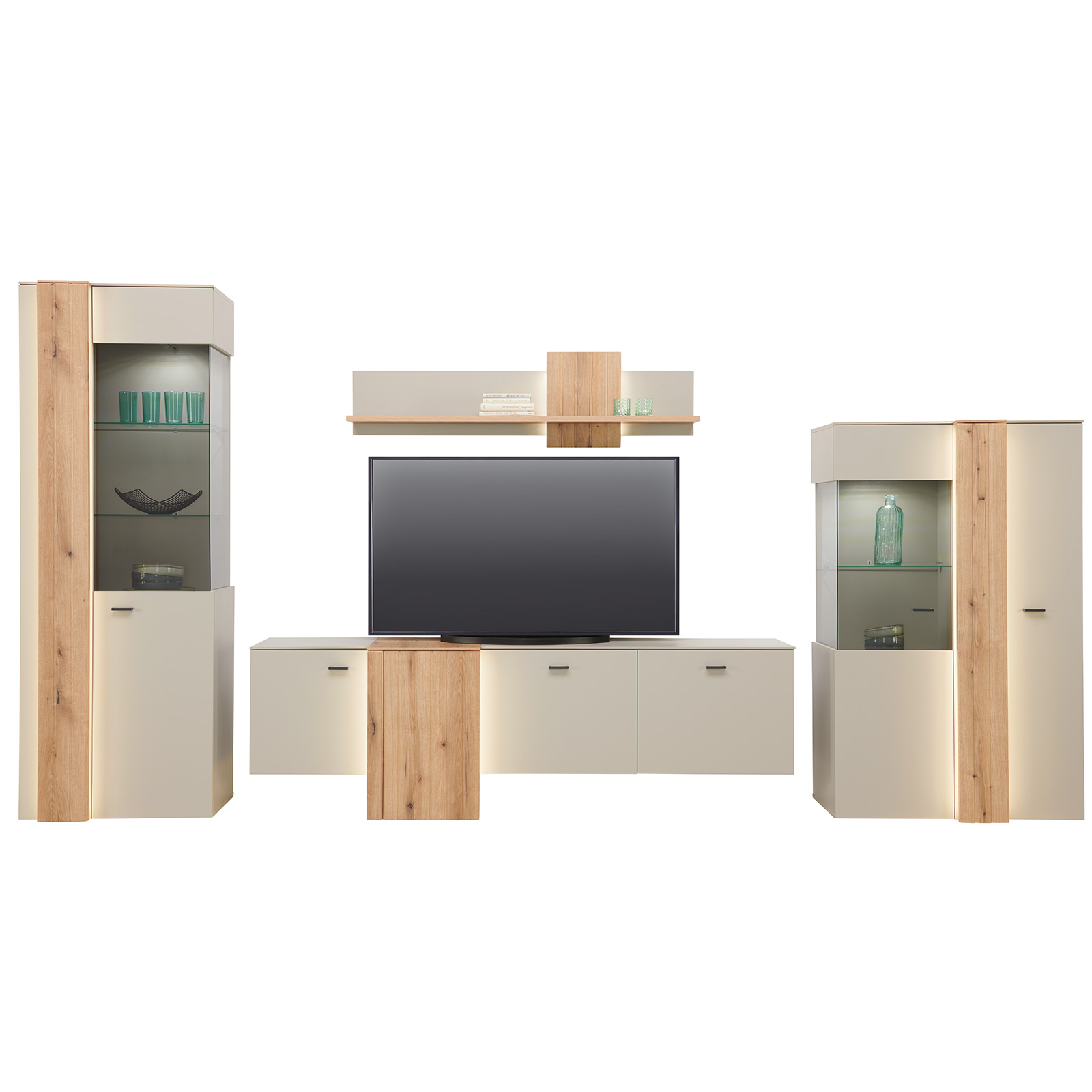 Wandboard SANTANA - Coast Evoke Eiche-kieselgrau - LED-Frontbeleuchtung - 140 cm