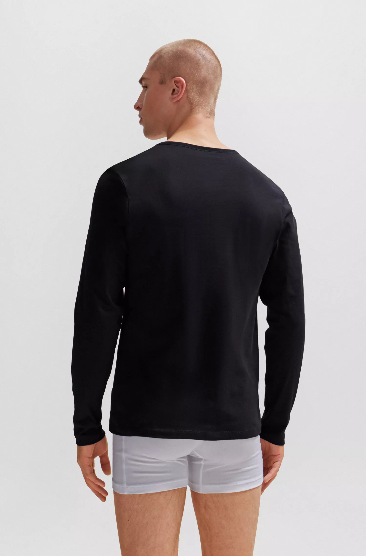 BOSS Black - Pacote com três camisetas de algodão com logotipos.