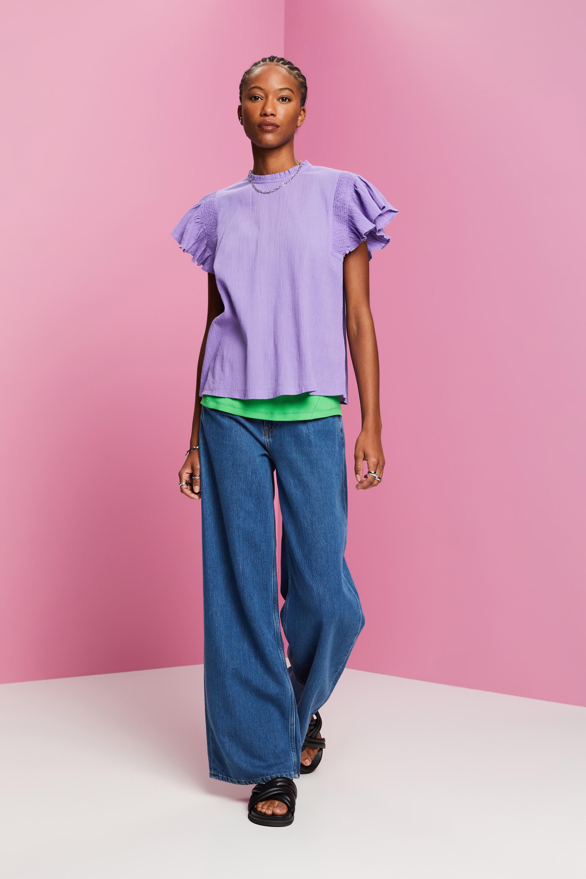 Blouse en coton à manches volantées