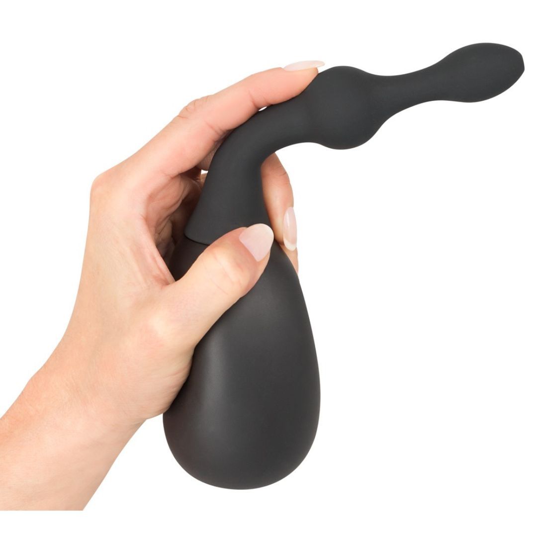Silikon Analdusche mit stimulierenden Kugeln | mit Schraubgewinde und Pumpball | Black Velvets