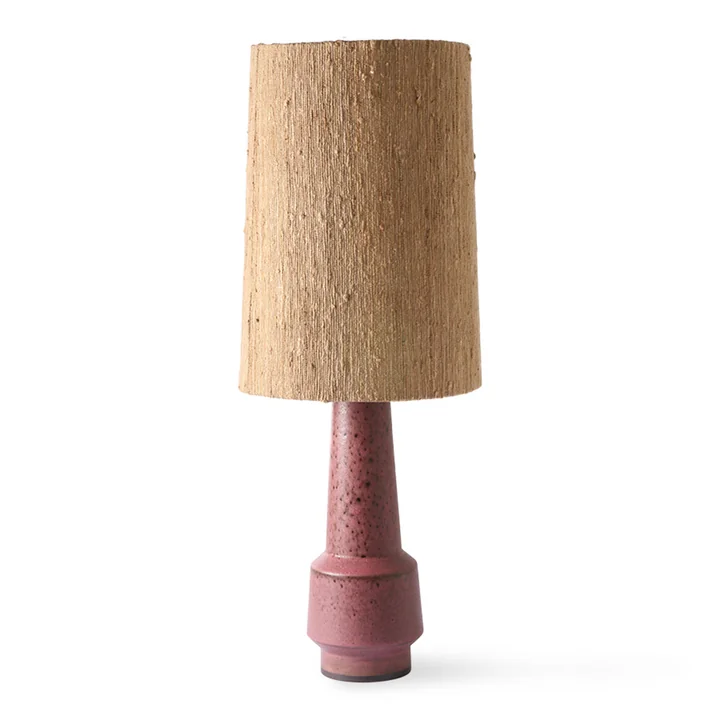 HKliving - Retro Tischleuchtenfuss, H 48 cm, purple   Lampenschirm Seide, Ø 32 cm, braun