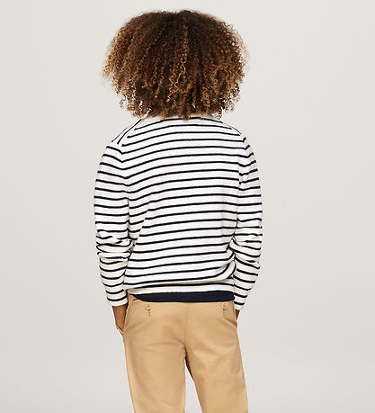 Tommy Hilfiger Bluse - Strick - Monotype - White Base/Blue Strip