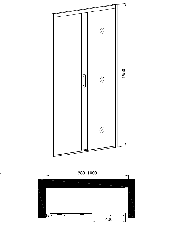Badstuber Elite douchedeur 100x195cm met soft-close systeem