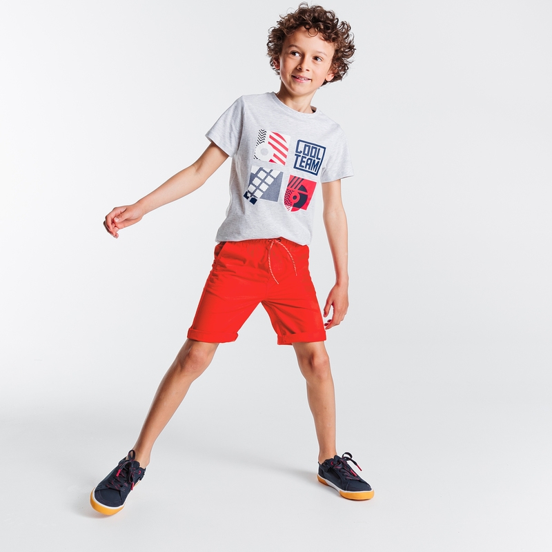 Bermuda slim en toile unie rouge garçon