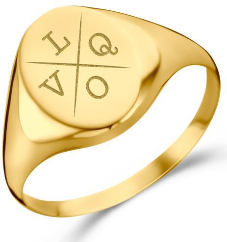 Ovale Gouden zegelring met vier initialen Names4Ever