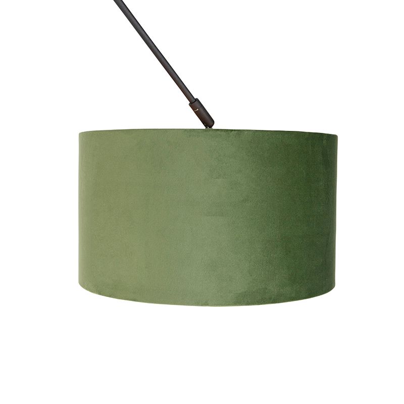 Hanglamp zwart met velours kap groen met goud 35 cm - Blitz