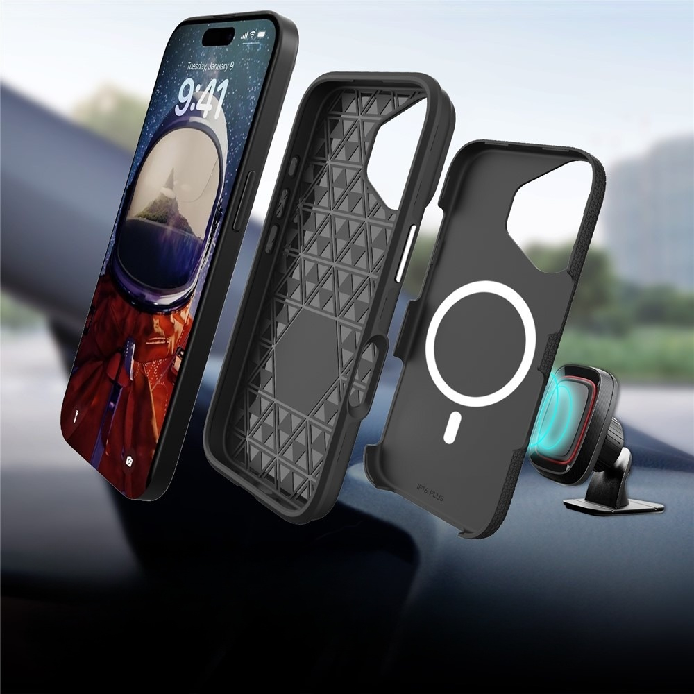 iPhone 17 MagSafe Hybrid Hardcase Schutzhülle Grip Design - Schwarz