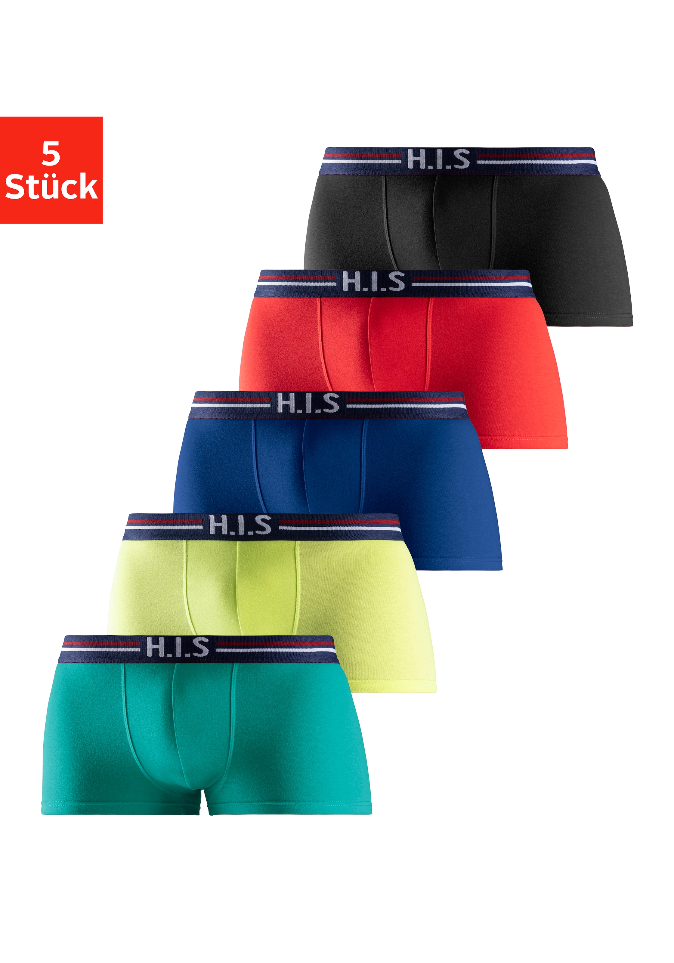 H.I.S Hipster, 5 Stk. knapp sitzende Boxershorts mit Streifen aus Baumwollmischung