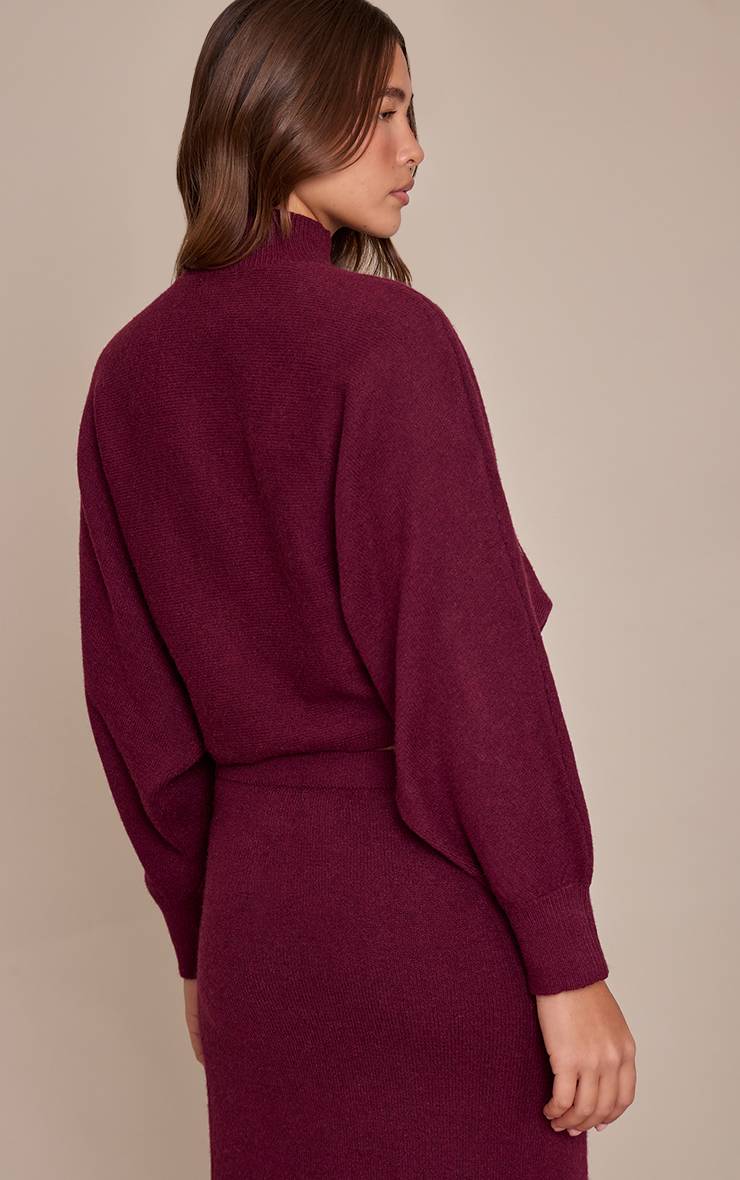 Rouge Bordeaux Synthétiquell En Maille Cache-cœur