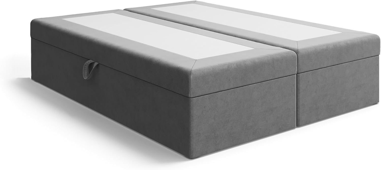 Boxspringbett Faro 2 ohne Kopfteil mit Bettkasten, Federkern wählbar (Bonell/Taschenfederkern/Multipocket), Verschiedene Größen & Farben, Komfortbett ohne Topper (160x190)