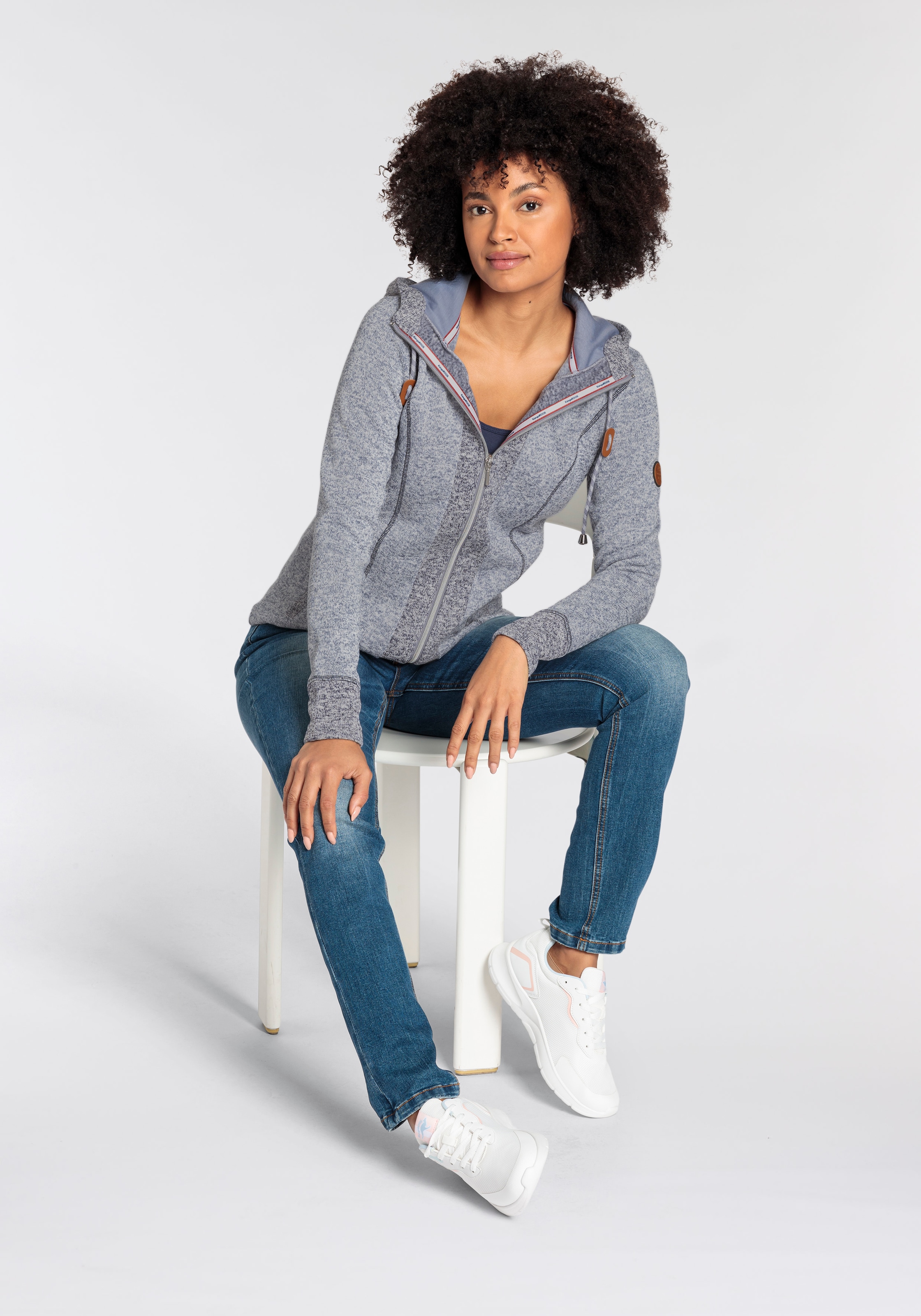 KangaROOS Kapuzensweatjacke , aus weichen Fleece im zweifarbigen Design