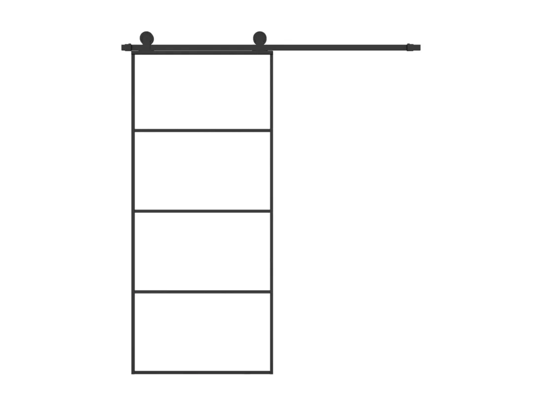 Porte coulissante avec kit de quincaillerie 90x205 cm Verre ESG