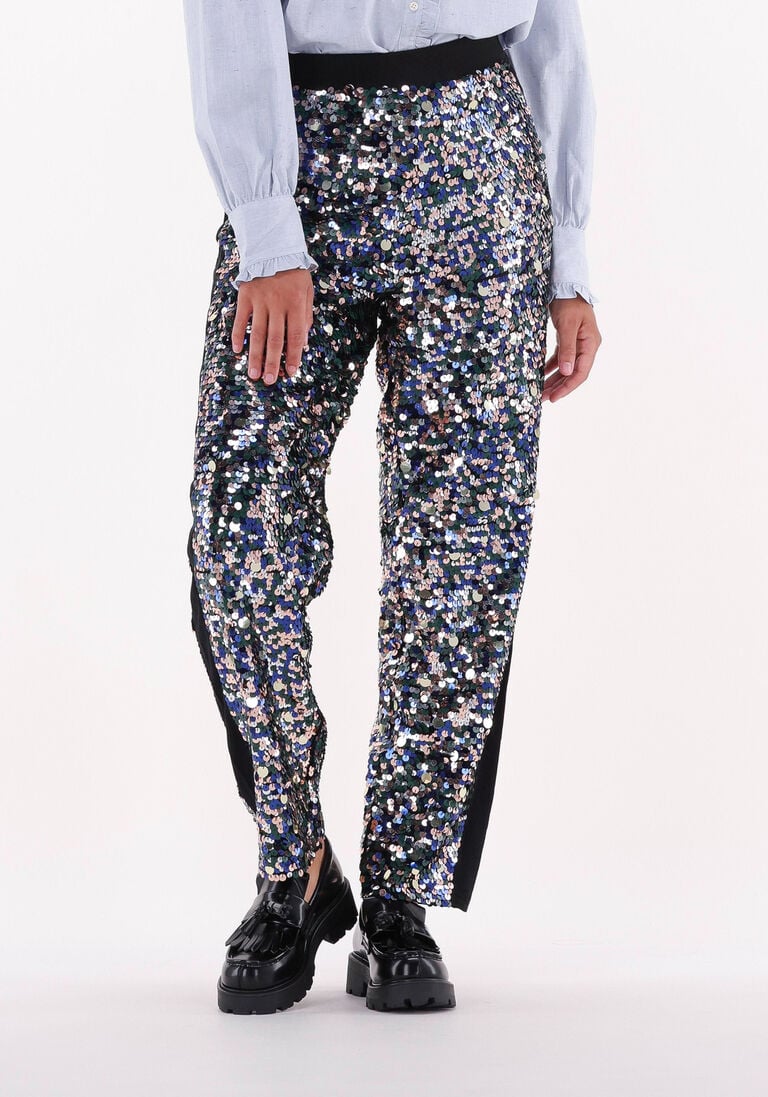 SCOTCH & SODA zilveren scotch & soda pantalon metallic piece sequin high-rise pants