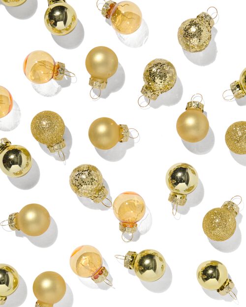 36 mini boules de Noël Ø2cm verre doré