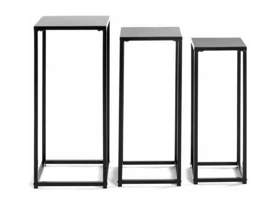Lot de 3 portes plantes en métal coloris noir