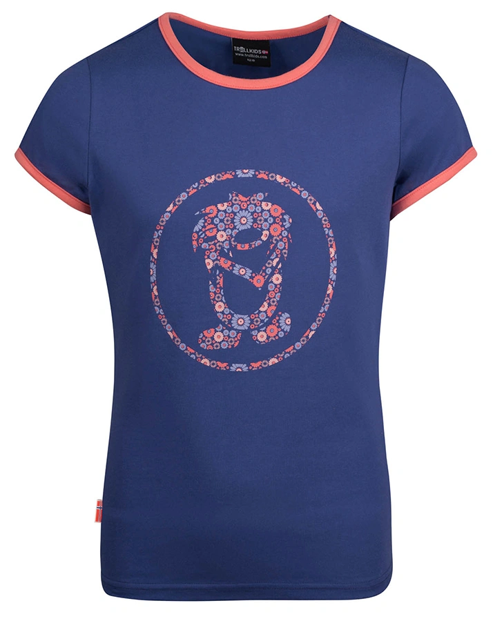 T-Shirt FLOWER TROLL Quick-Dry in dark purple/coral rose