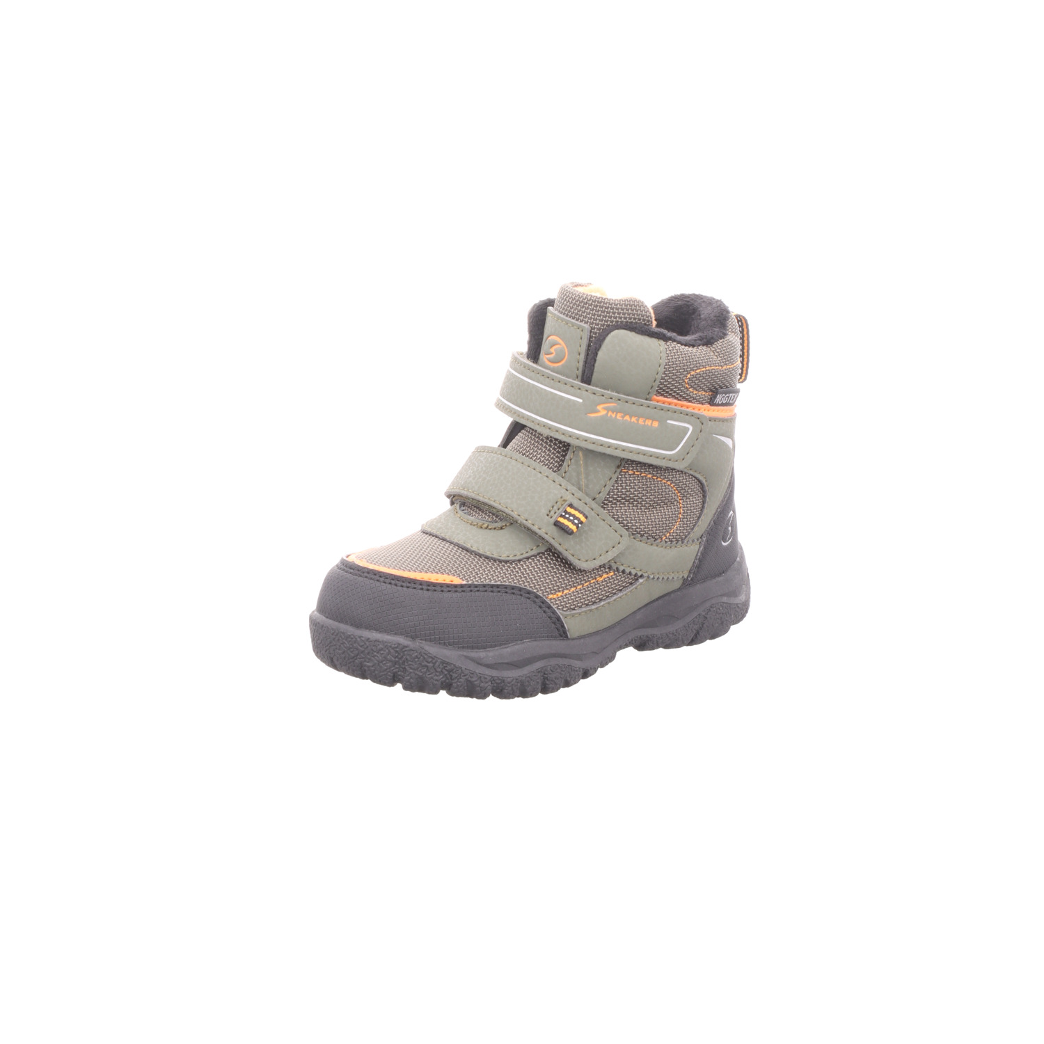 Sneakers kinder-Jungen-Outdoor-Allwetterstiefel gefüttert Khaki-Oliv-Grün-Orange-Schwarz
