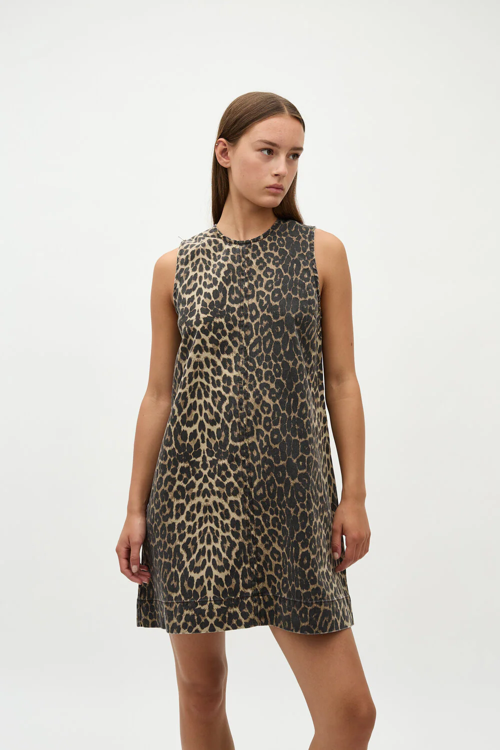 Global Funk  Rhiann-G denimkjole - P35 Leopard Mist