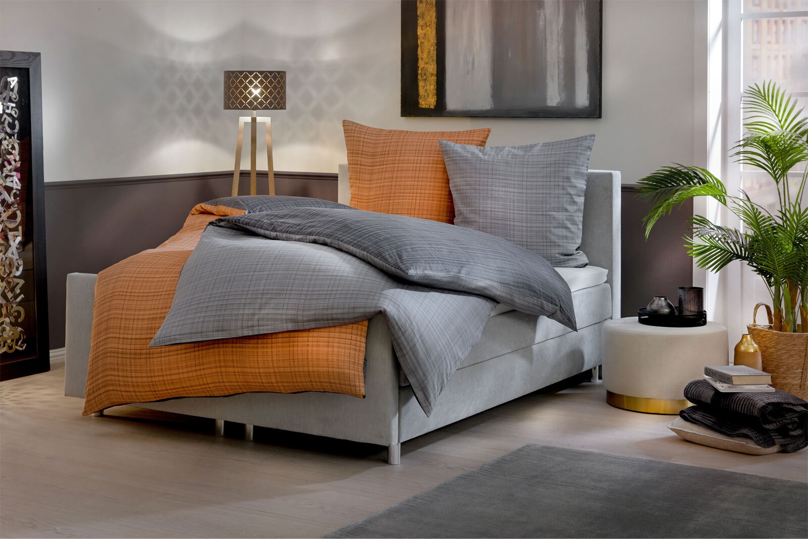 casaNOVA Satin-Bettwäsche LINDA 135 x 200 cm anthrazit/silber