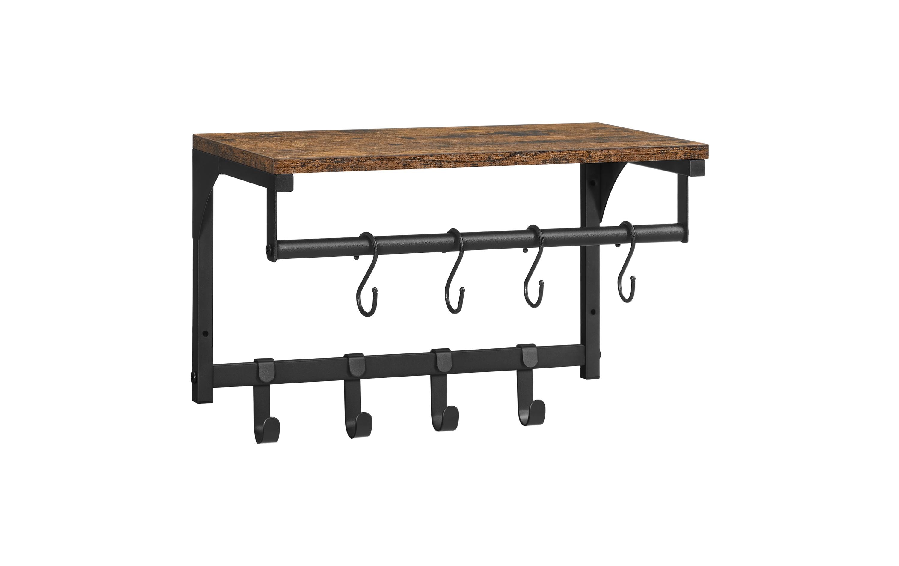 Wandgarderobe mit 8 Haken 40 x 24 cm, Braun/SchwarzWandgarderobe