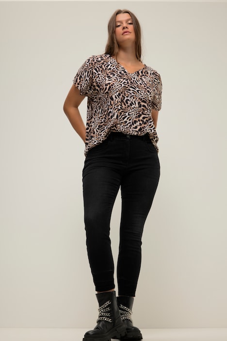 Skinny-Jeans, Falten am Saum, 5-Pocket