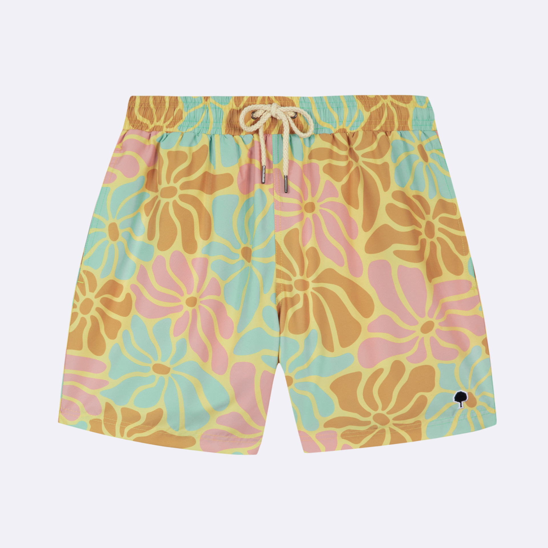Maillot de bain jaune orangé & vert polyester recyclé - modèle mimizan