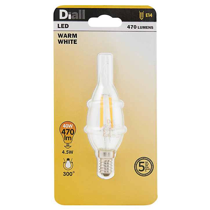 Ampoule LED Diall flamme courbée E14 4,5W=40W blanc chaud