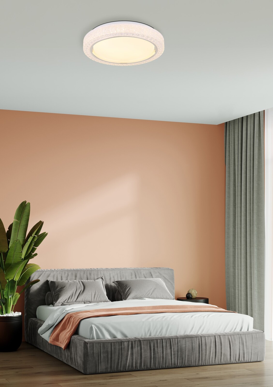 LED-Deckenleuchte - weiß - Kristalldekor - 3000 Kelvin