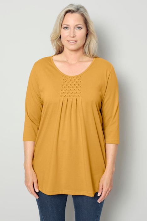 Tunikashirt, längerer Straight Fit, Raffung, 3/4-Ärmel