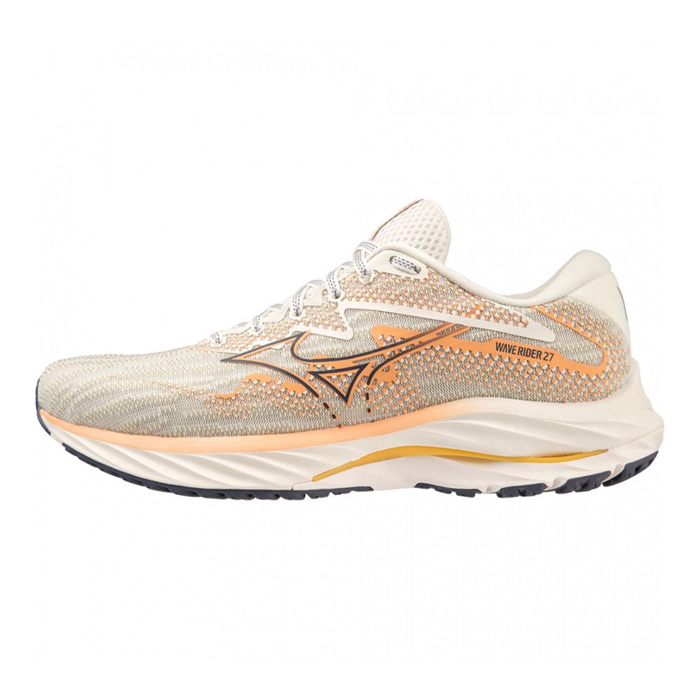 Mizuno WAVE RIDER 27 - Chaussures running Femme snowwhite/nightshadowblue/c.reef