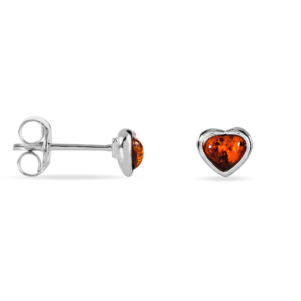 Boucles D'oreilles Puces Argent Blanc Delvinaae Ambre